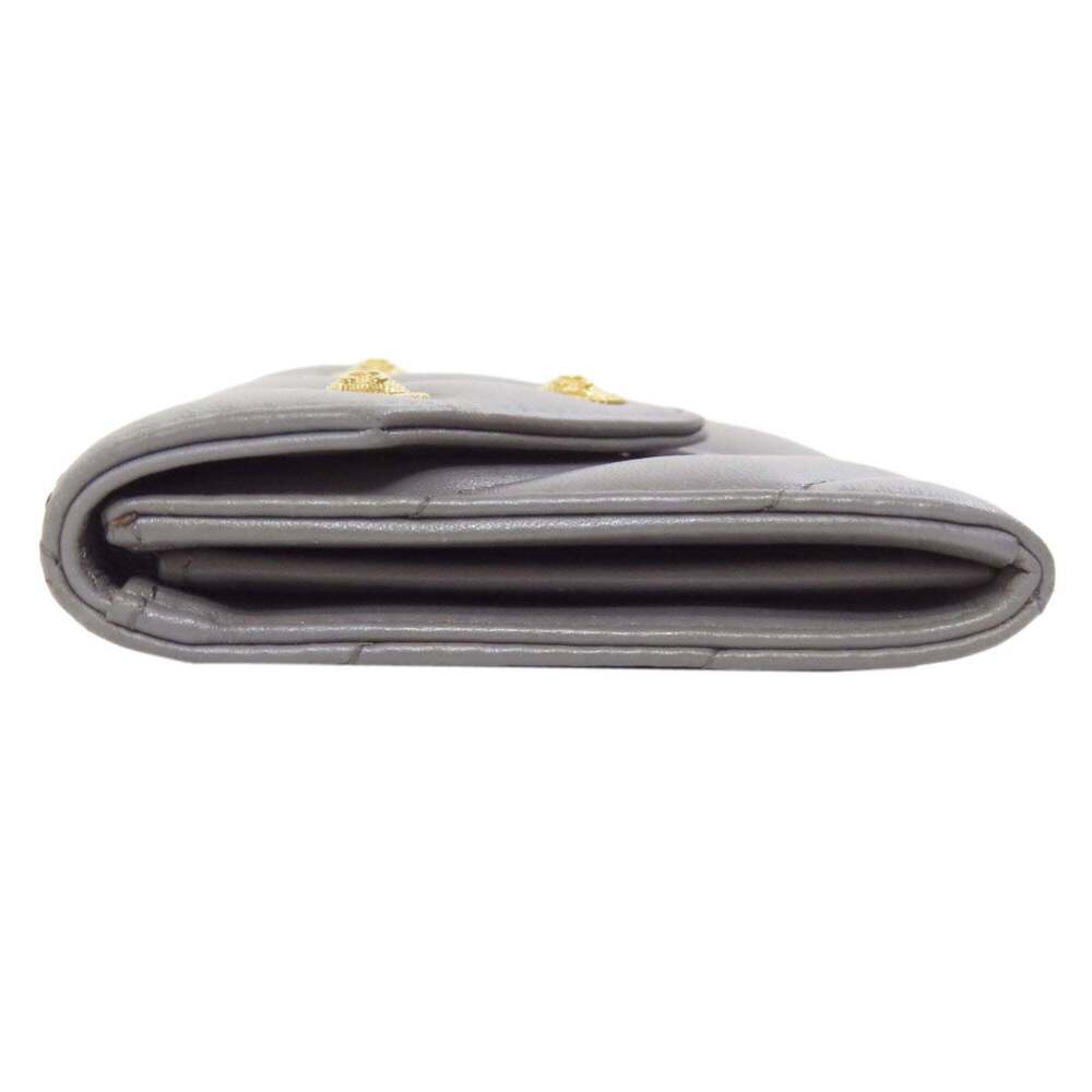 CHANEL Authentic Gray Lambskin Leather Logo Wallet - Picture 3 of 11